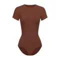 Produktbild: creamy fabrics Damen Figurformender Shapewear T-Shirt Bodysuit mit Crew Neck – Nahtloser Body für unsichtbaren Sitz – Bodie für starke Bauch- & Taillenkompression – Kurze Ärmel