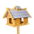 Produktbild: Melko Vogelhaus Garten Vogel-Villa Balkon Vogel-Futtersilo 44 x 34 x 37 cm Holz Natur Futterhaus Vogelfutterspender Futterstation