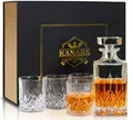 Produktbild: KANARS 5 Teiliges Whisky Karaffe und Gläser Set, Bleifrei Kristallgläser, 750 ml Whiskey Dekanter mit 4x 300 ml Gläser für Scotch, Cognac, Martini, Whisky, Schöne Geschenkbox