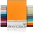 Produktbild: Beautex Spannbettlaken Spannbetttuch Bettlaken aus gekämmter Baumwolle Premium Jersey 160g/m2, Jersey, Gummizug: rundum, (1 Stück) orange 200 cm x 200 cm