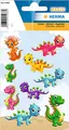 Produktbild: HERMA 15486 Aufkleber Dinosaurier Glitzer klein groß, 9 Stück, Tiere Sticker mit lustigen Dino Saurier Motiv, Kinder Etiketten für Fotoalbum Tagebuch Poesiealbum Scrapbooking Geburtstag Deko Briefe