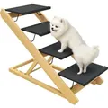 Produktbild: Pawhut 2 In 1 Hundetreppe 4-stufige 62,5 Cm Höhenverstellbar Haustiertreppe Klappbar Hunderampe Mit Rutschfester Oberfläche Für Bett, Sofa, Große Hunde Bis 40 Kg, Katze, Natur