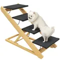 Produktbild: Hundetreppe 4-stufige 62,5 cm Höhenverstellbar Haustiertreppe für Bett Natur