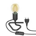 Produktbild: ledscom.de Tischlampe TRIN Lampen-Fassung, schwarz, Stecker, Schalter + E27 LED Lampe gold max. 778lm, 3-Stufen dimmen, extra-warmweiß