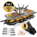 Produktbild: GOURMETmaxx Raclette- & Fondue-Set GRANITlook 1600W schwarz - Schwarz