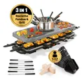 Produktbild: GOURMETmaxx Raclette und Fondue-Set inkl. Pfännchen & Zubehör - 12 Personen, GRANITlook, Elektro Raclette Grill, Pfännchen & Zubehör, Fondue