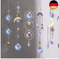 Produktbild: nuyikaso 5 Stück Sonnenfänger Kristall Hanging Windspiel Regenbogen Sonnen Mond
