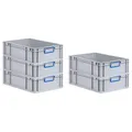 Produktbild: PROREGAL SuperSparSet 5x Eurobox NextGen Color | HxBxT 17x40x60cm | 34 Liter | Griffe blau geschlossen | Glatter Boden | Eurobehälter, Transportbox, Transportbehälter, Stapelbehälter