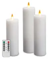 Produktbild: Da by LED-Kerze, analoges Flammen-Kerzenlicht, batteriebetriebenes Kerzenlicht, Fernbedienungs-Timer-Funktion, echtes Wachs. 3er-Set.