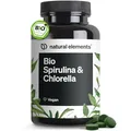 Produktbild: natural elements Bio Spirulina & Chlorella Presslinge – 500 Tabletten – 100% Rein & Natürlich – Zertifiziert Bio, laborgeprüft, ohne Zusätze, vegan und in Deutschland produziert