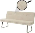 Produktbild: Sitzbank HWC-H70, Esszimmerbank Bank Polsterbank, Lehne Stoff/Textil Chenille Edelstahl gebürstet 180cm creme