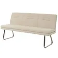 Produktbild: Mendler Sitzbank HWC-H70, Esszimmerbank Bank Polsterbank, Lehne Stoff/Textil Chenille Edelstahl gebürstet 180cm - Creme