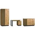 Produktbild: Deine Möbel 24 Jugendzimmer-Set, Eiche Wotan, Schwarz, Holzwerkstoff, 366x56x194 cm, Kinder- & Jugendzimmer, Jugendmöbel, Komplette Kinder- & Jugendzimmer