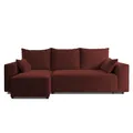 Produktbild: 4ALL HOME Ecksofa mit Schlaffunktion Tobi 246x145 cm - Couch - Sofa mit Bettkasten - Eckcouch - L-Form - Schlaffsofa - Schlafsofa mit Bettkasten - Universal (Velo 628 Rotwein)