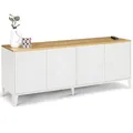 Produktbild: IDMarket - Niedriges Lowboard 140 cm Ester 4 Türen Metall weiß Holzplatte Industriedesign