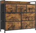 Produktbild: Songmics Industrie-Design Kommode mit 7 Stoffschubladen, Schwarz, Braun, 7 Schublade(n), Metall, Abbildung, Rechteckig, 1 Regale