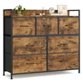 Produktbild: SONGMICS BELLAH Kollektion - Kommode, Schrank, 7 Stoffschubladen mit Griffen, Metallgestell, Industrie-Design, vintagebraun-tintenschwarz LTS137BH01