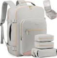 Produktbild: Handgepäck Rucksack 40L Groß Reiserucksack Damen Kofferrucksack Grau Rosa