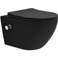 Produktbild: LuxeBath Wand Hänge WC Spülrandlos mit Bidet-Funktion Schwarz Matt Lang 54cm