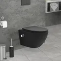 Produktbild: LuxeBath Spülrandloses Wand Hänge-WC mit Bidet-Funktion, Schwarz, lang, Tornadospülung