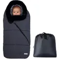Produktbild: Orzbow Universelle Fußsack Kinderwagen Winter, Einstellbare Fußsack Buggy mit Zwei-Wege-Reißverschluss, Warm Fusssack Kinderwagen baby mit Pelzkragen Passend, Waschbar & Abnehmbarer, Dunkelgrau