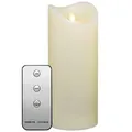 Produktbild: Tronje 23cm LED Kerze mit Timer u. Fernbedienung - Leuchtdauer 1000 Std. Echtwachskerze mit beweglicher Flamme , Wachs, Kunststoff, Creme-Weiß