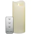 Produktbild: 23cm LED Kerze mit Timer u. Fernbedienung - Dauer 1000 Std. Echtwachskerze Creme