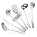 Produktbild: Chefkoch trifft Fackelmann 6er Küchenhelfer-Set Berlin – Set mit den wichtigsten Küchenutensilien – Servierlöffel, Schöpflöffel, Abseihlöffel, Pfannenwender, Spaghettilöffel, Fleischgabel