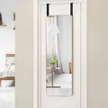 Produktbild: Costway - Wandspiegel Türspiegel, Haengespiegel Ganzkoerperspiegel Mit Bambusrahmen & Abgerundeten Ecken, Moderner Haengender Schminkspiegel Mit 2 Haken Für Flur Wohnzimmer Bad 100cm X 35cm