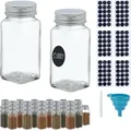 Produktbild: Gewürzgläser 36er Set, Streueinsatz, Gewürzdosen Glas, 120ml, inkl. Etiketten, Stift & Trichter, transparent - Relaxdays