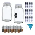 Produktbild: Relaxdays Gewürzgläser 36er Set, Streueinsatz, Gewürzdosen Glas, 120ml, inkl. Etiketten, Stift & Trichter, transparent, 11 x 4,5 x 4,5 cm