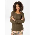Produktbild: Rundhalspullover ANISTON CASUAL, Damen, Gr. 40, grün (khaki), Feinstrick, Obermaterial: 100% Baumwolle, unifarben, figurumspielend hüftlang, Rundhals, Strickkante, Pullover Rundhalspullover, mit trendig gemixten Ajour-Mustern