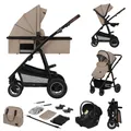 Produktbild: Lionelo Amber - Kombikinderwagen 3 in 1 - Set sportlicher, Sitz, fester Babywanne, Autositz, Tasche, Moskitonetz, Regenschutz - Beige Sand