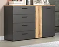 Produktbild: Sideboard Kommode Eiche Grau Wohn- Esszimmer Möbel 140 cm mit 4x Schublade Avila