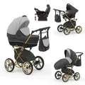 Produktbild: Klassischer Kinderwagen Sorento Gold 5 in 1 inkl. Sportsitz, Autositz und Iso Base in 19 Farben