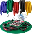 Produktbild: Resistance Widerstandsband Set Textil mit Trainings-eBook - Expander Tubes Bänder Band Stoff Fitnessbänder - Widerstandsbandset: 5 Griffe Türanker Fußschlaufen