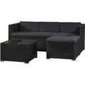 Produktbild: Juskys Polyrattan Lounge Sitzgarnitur Punta Cana M Schwarz mit Bezügen in Dunkelgrau