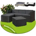 Produktbild: Polyrattan Lounge Punta Cana M – Sitzgruppe Für 3-4 Personen – Schwarz / Grau – Gartenmöbel Set / Gartenlounge Mit Sofa, Tisch & Hocker - Juskys
