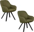 Produktbild: Esszimmerstuhl 2er Set Matera olivgrün mit Armlehnen & drehbarem Sitz