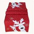 Produktbild: texpot Tischdecke Tischläufer Stickerei lustiger Elch Winter Weihnachten Deko (1-tlg) rot rechteckig | 40 cm x 140 cm