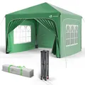 Produktbild: VOUNOT® Pavillon 3x3m mit 4 Seitenteilen & 4 Sandsäcke, Pop Up Faltpavillon, Wasserdicht, Faltbar Gartenzelt Partyzelt, inkl. Tasche, Grün