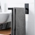 Produktbild: ELMOWO - Premium Edelstahl Handtuchhalter ohne Bohren selbstklebend inkl. Spezialkleber (extrem sicherer Halt) Bad Handtuchstange - Handtuch Halterung für Wand und neben Waschbecken einarmig (schwarz)