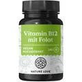 Produktbild: NATURE LOVE® Vitamin B12 - 500µg/Tag - Adenosyl- & Methylcobalamin, Folat 5-MTHF aus Quatrefolic®