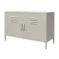 Produktbild: Bradford Metall-Akzentschrank Taupe, 98 x 39 x 63 cm, Sideboard mit 2 Türen und 2 Regalböden, Metallschrank im Spind-Design für Wohnzimmer, Flur und Büro
