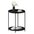 Produktbild: WOLTU Beistelltisch rund, Couchtisch mit Stauraum, 2 abnehmbare Tabletts, Wohnzimmertisch Nachttisch Sofatisch, Kleiner Tisch für Wohnzimmer Schlafzimmer, aus Metall, Schwarz, BTS17sz