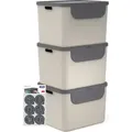 Produktbild: Rotho 3er-Set Mülltrennsystem je 55L Albula – Mülleimer mit Frontklappe – Abfalleimer 40,0 x 48,9 x 34,0 cm – Müllbehälter mit Deckel und...