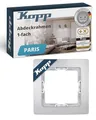 Produktbild: Kopp PARIS 1-fach Abdeckrahmen in Silber - 83 x 83 x 9,5 mm - Rahmen für Steckdosen & Schalter - Stilvoller Steckdosenrahmen aus Kunststoff - Hochwertiger Lichtschalter-Rahmen