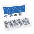 Produktbild: 135 Stück Nieten Aluminium 5/6/64 mm 6 Größen Silber Blindnieten Set Popniete...