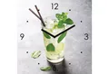 Produktbild: Levandeo® Wanduhr (Wanduhr Glas 30x30cm Cocktail Limette Glasuhr Uhr Glasbild Küche Bar)