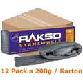Produktbild: Stahlwolle Rakso Sortenreine Stahlwollebänder 0 mittel Karton Karton mit 12 Pack a 200g je Pack, aus 1 a-Gütestahl 0100 06